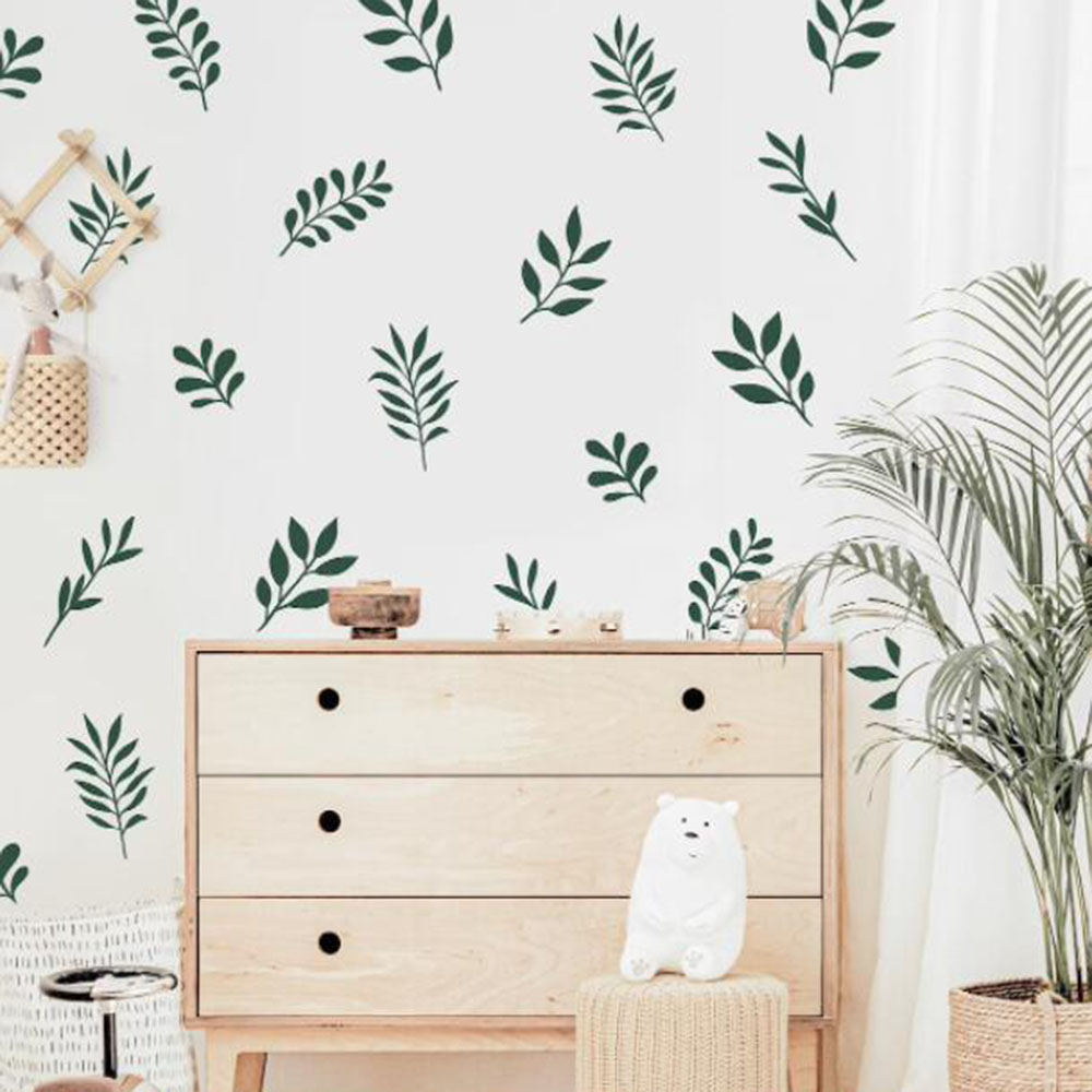 41Pcs Botanical Leaf Wall Stic - Baby Nursery Vinyl Wall Stickers ulasan dan harga