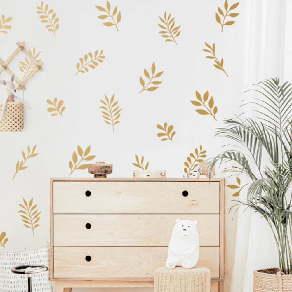 41Pcs Botanical Leaf Wall Stic - Baby Nursery Vinyl Wall Stickers ulasan dan harga
