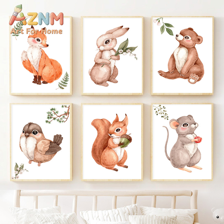 Watercolor Woodland Animal Nur - Baby Nursery Gender Neutral ulasan dan harga