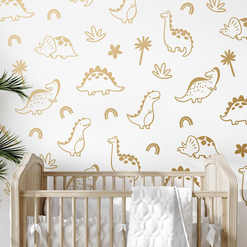 Geometric Dinosaur Tree Rainbo - Baby Nursery Vinyl Wall Stickers ulasan dan harga