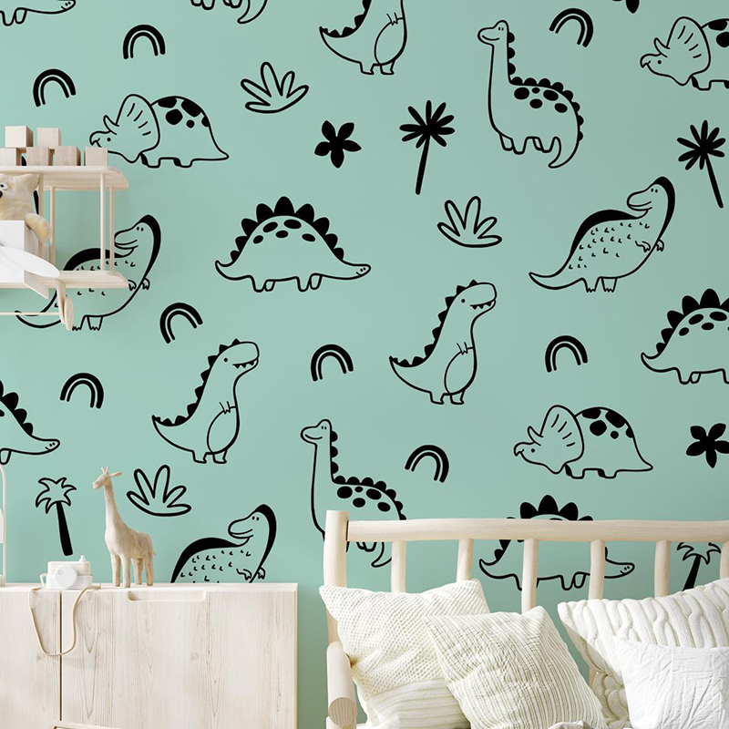 Geometric Dinosaur Tree Rainbo - Baby Nursery Vinyl Wall Stickers ulasan dan harga