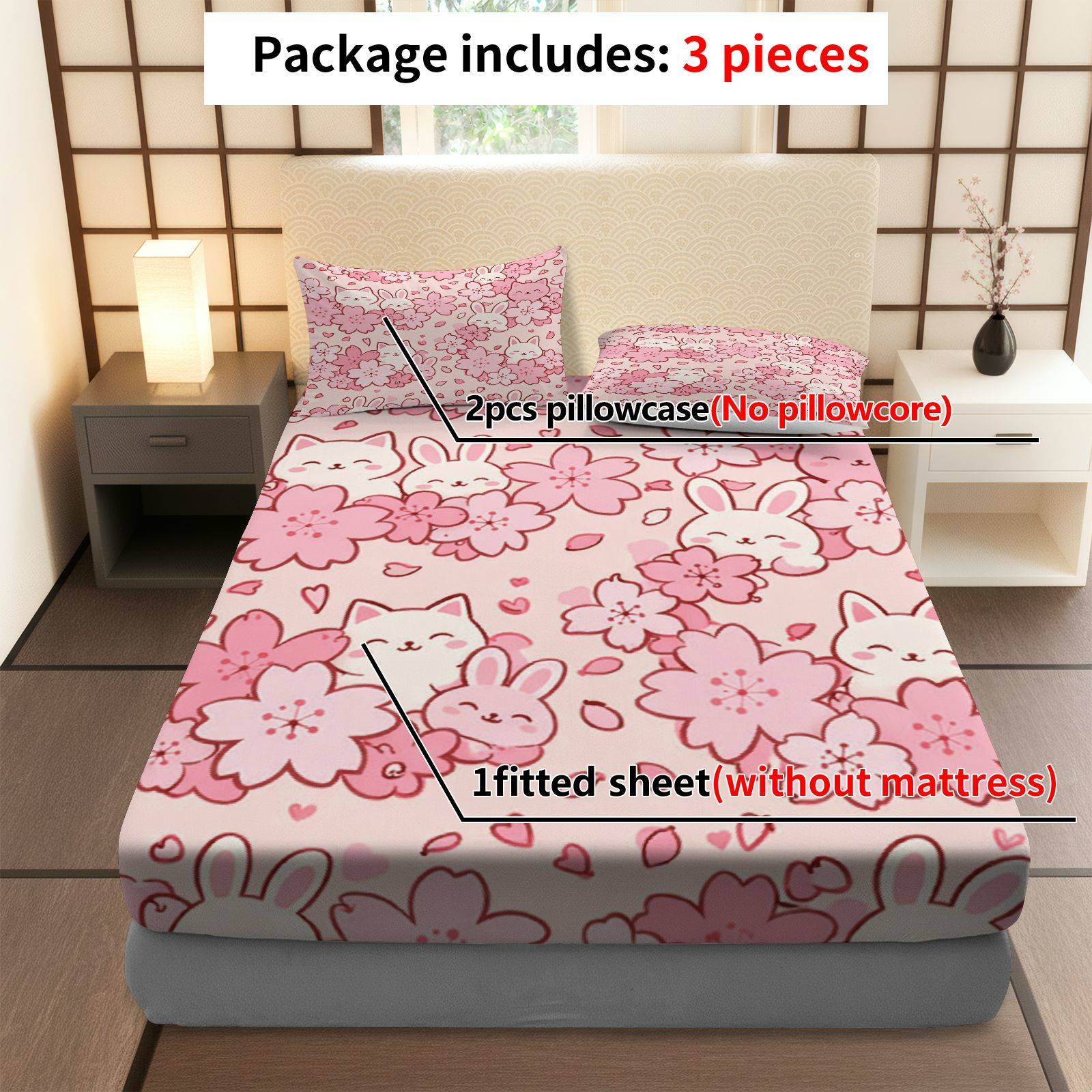 Sakura Rabbit Cat Bedding Set, - Baby Nursery Home ulasan dan harga