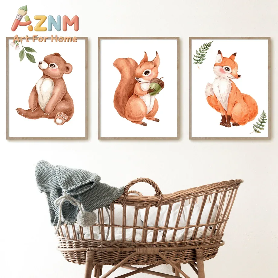 Watercolor Woodland Animal Nur - Baby Nursery Gender Neutral ulasan dan harga