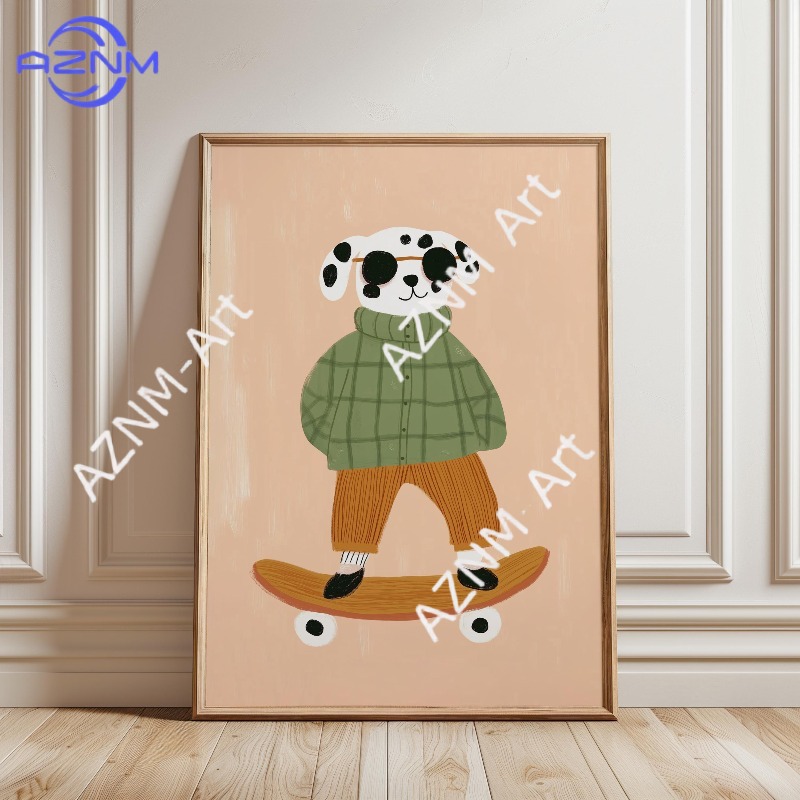 1PC Funny Animal Skateboarding - Baby Nursery Wall Art ulasan dan harga