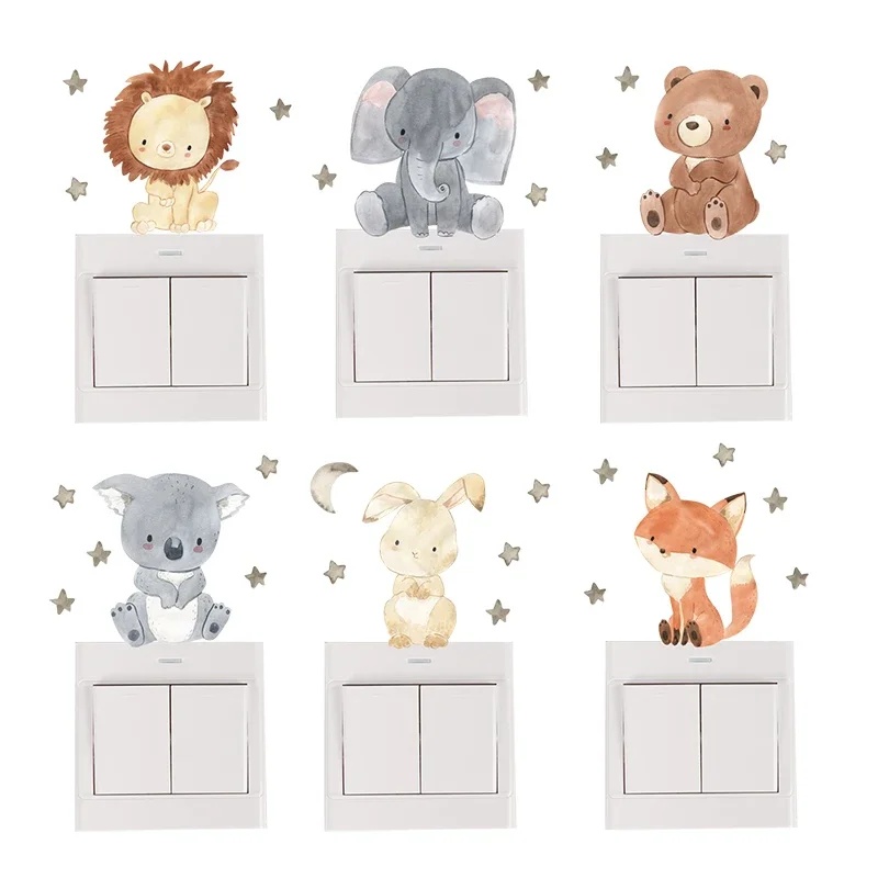 6pcs/set Cartoon Animals Wall  - Baby Nursery Water ulasan dan harga