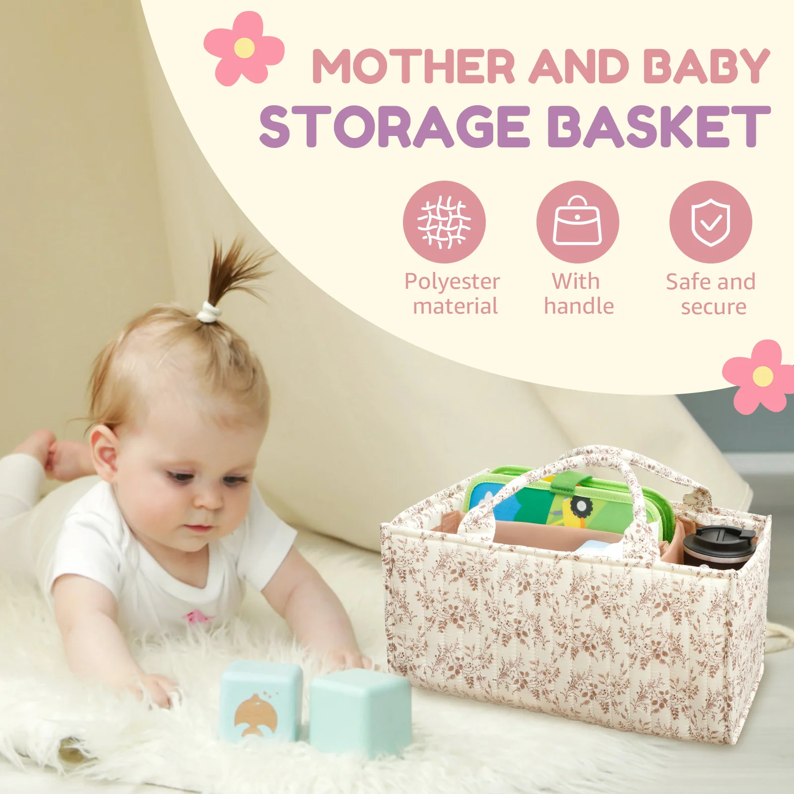 Floral Diaper Caddy Organizer  - Baby Nursery Organization Ideas ulasan dan harga