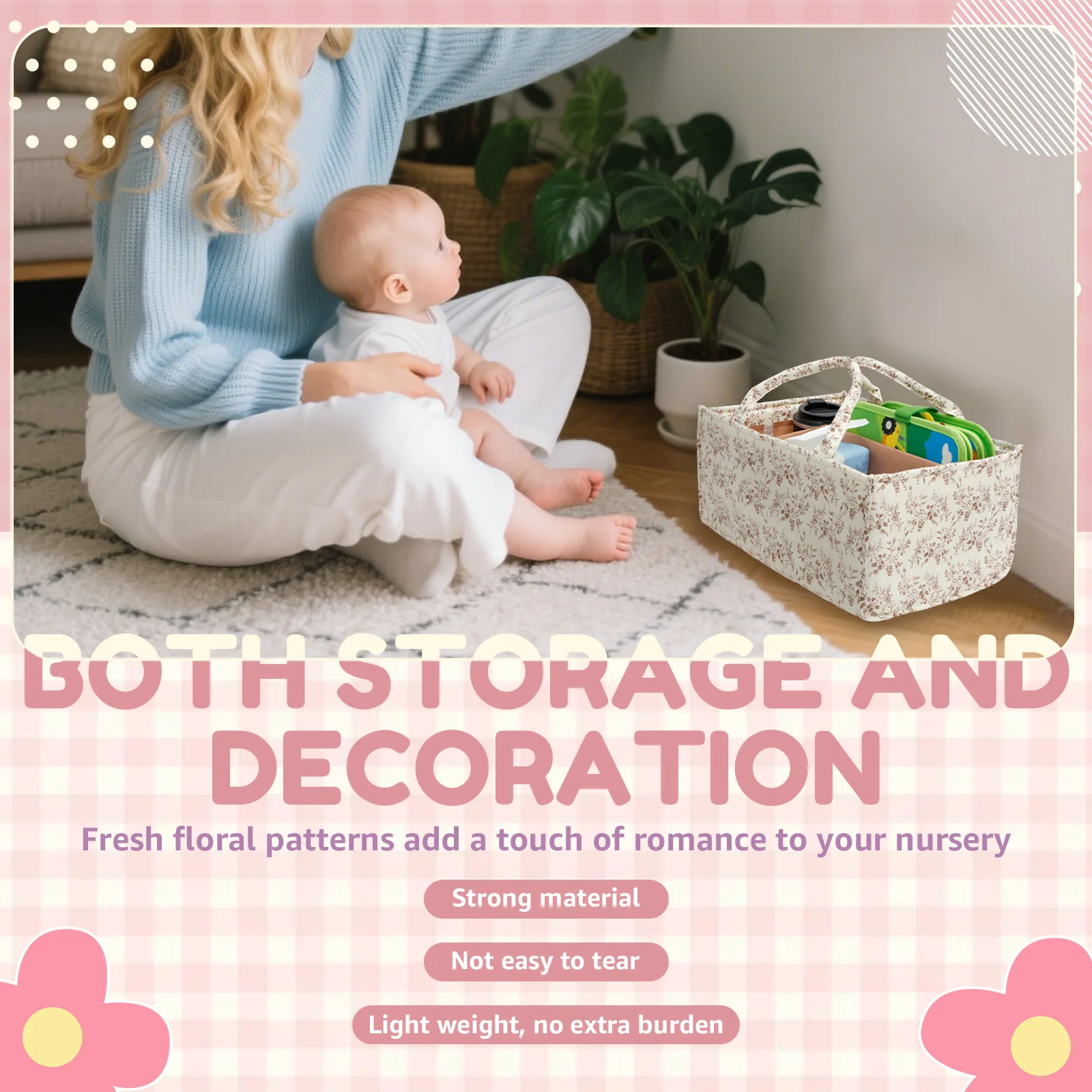 Floral Diaper Caddy Organizer  - Baby Nursery Organization Ideas ulasan dan harga