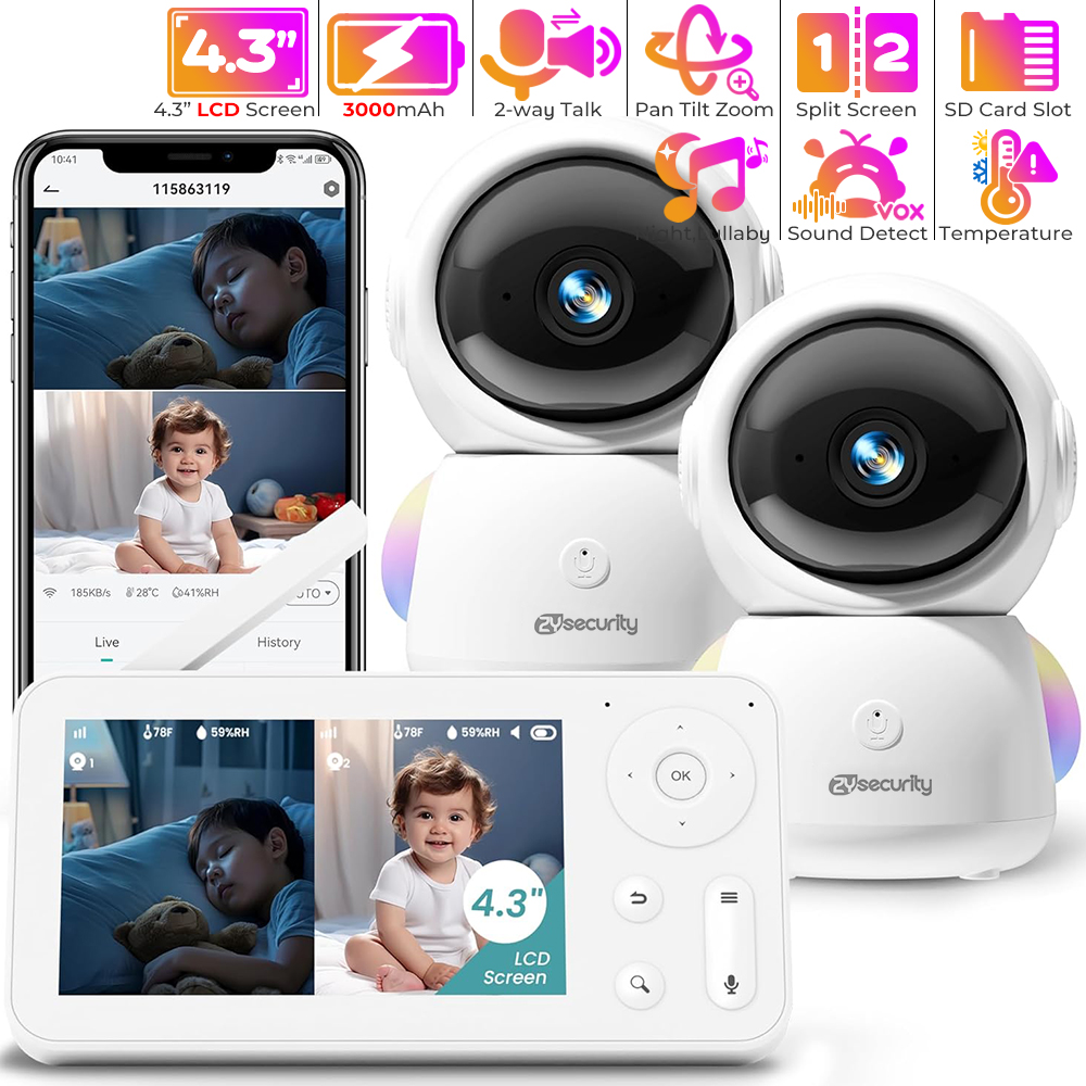 2K Baby Monitor with 2 Cameras - Baby Nursery Music ulasan dan harga