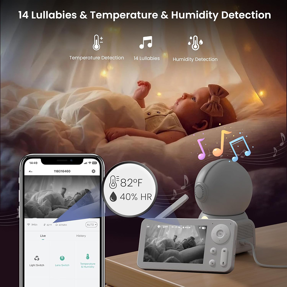 2K Baby Monitor with 2 Cameras - Baby Nursery Music ulasan dan harga