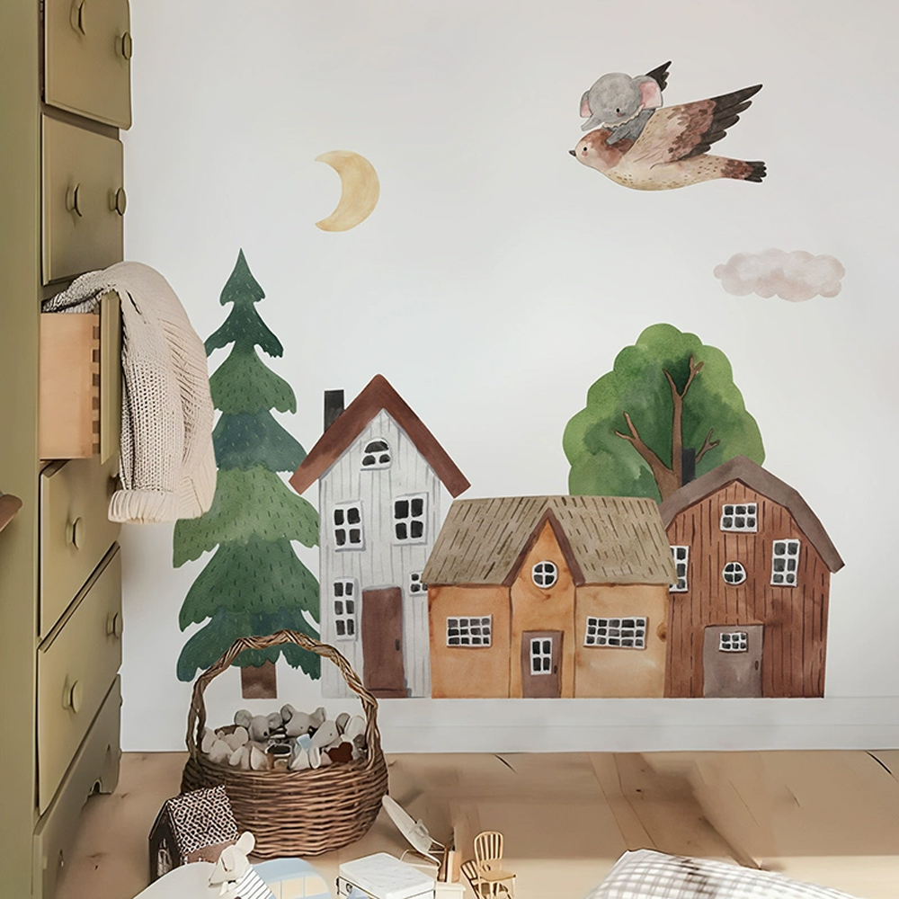 Fabric Cartoon Forest Vintage  - Baby Nursery Wall Art ulasan dan harga